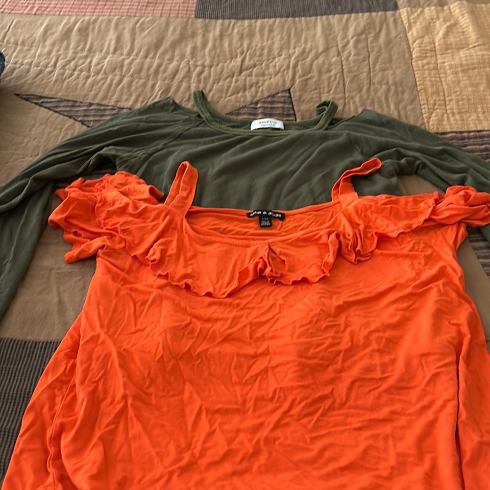 2 open shoulder shirts